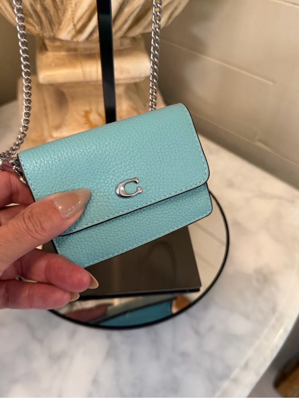 Coach Pebble Leather Mini Crossbody - Aqua Blue like new - Picture 3 of 17